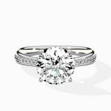 Hidden Halo Pave Solitaire Ring Engagement Ring