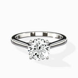 Petite Plain Band Solitaire Ring Engagement Ring