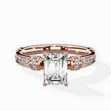 Detailed Band Hidden Halo Solitaire Ring Engagement Ring