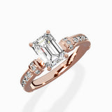 Detailed Band Hidden Halo Solitaire Ring Engagement Ring