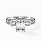 Detailed Band Hidden Halo Solitaire Ring Engagement Ring
