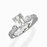 Detailed Band Hidden Halo Solitaire Ring Engagement Ring