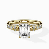 Detailed Band Hidden Halo Solitaire Ring Engagement Ring