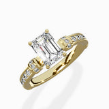 Detailed Band Hidden Halo Solitaire Ring Engagement Ring