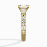 Detailed Band Hidden Halo Solitaire Ring Engagement Ring