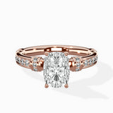 Detailed Band Hidden Halo Solitaire Ring Engagement Ring
