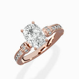 Detailed Band Hidden Halo Solitaire Ring Engagement Ring