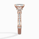Detailed Band Hidden Halo Solitaire Ring Engagement Ring