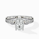Detailed Band Hidden Halo Solitaire Ring Engagement Ring