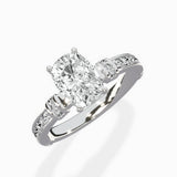 Detailed Band Hidden Halo Solitaire Ring Engagement Ring