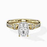 Detailed Band Hidden Halo Solitaire Ring Engagement Ring