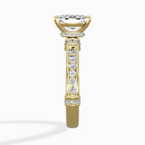 Detailed Band Hidden Halo Solitaire Ring Engagement Ring