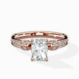 Detailed Band Hidden Halo Solitaire Ring Engagement Ring