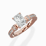 Detailed Band Hidden Halo Solitaire Ring Engagement Ring