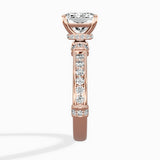 Detailed Band Hidden Halo Solitaire Ring Engagement Ring
