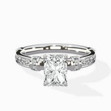 Detailed Band Hidden Halo Solitaire Ring Engagement Ring