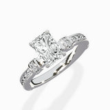 Detailed Band Hidden Halo Solitaire Ring Engagement Ring