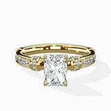 Detailed Band Hidden Halo Solitaire Ring Engagement Ring