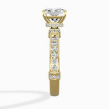 Detailed Band Hidden Halo Solitaire Ring Engagement Ring