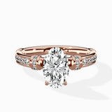 Detailed Band Hidden Halo Solitaire Ring Engagement Ring