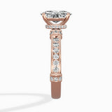 Detailed Band Hidden Halo Solitaire Ring Engagement Ring
