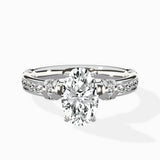 Detailed Band Hidden Halo Solitaire Ring Engagement Ring