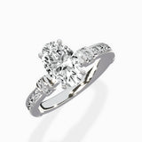 Detailed Band Hidden Halo Solitaire Ring Engagement Ring