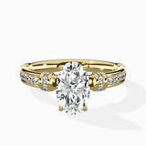 Detailed Band Hidden Halo Solitaire Ring Engagement Ring