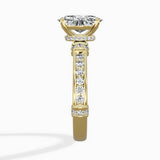 Detailed Band Hidden Halo Solitaire Ring Engagement Ring