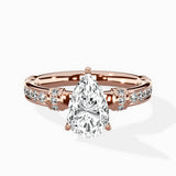 Detailed Band Hidden Halo Solitaire Ring Engagement Ring