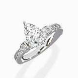 Detailed Band Hidden Halo Solitaire Ring Engagement Ring