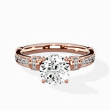 Detailed Band Hidden Halo Solitaire Ring Engagement Ring