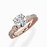Detailed Band Hidden Halo Solitaire Ring Engagement Ring