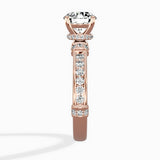 Detailed Band Hidden Halo Solitaire Ring Engagement Ring