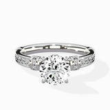 Detailed Band Hidden Halo Solitaire Ring Engagement Ring