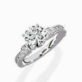 Detailed Band Hidden Halo Solitaire Ring Engagement Ring