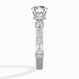 Detailed Band Hidden Halo Solitaire Ring Engagement Ring