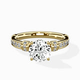 Detailed Band Hidden Halo Solitaire Ring Engagement Ring