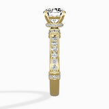 Detailed Band Hidden Halo Solitaire Ring Engagement Ring