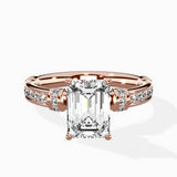 Detailed Band Hidden Halo Solitaire Ring Engagement Ring