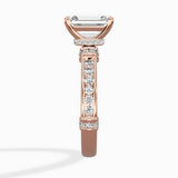 Detailed Band Hidden Halo Solitaire Ring Engagement Ring