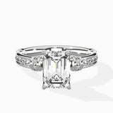 Detailed Band Hidden Halo Solitaire Ring Engagement Ring