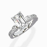 Detailed Band Hidden Halo Solitaire Ring Engagement Ring