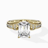 Detailed Band Hidden Halo Solitaire Ring Engagement Ring