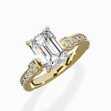 Detailed Band Hidden Halo Solitaire Ring Engagement Ring