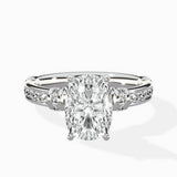 Detailed Band Hidden Halo Solitaire Ring Engagement Ring