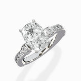 Detailed Band Hidden Halo Solitaire Ring Engagement Ring