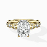 Detailed Band Hidden Halo Solitaire Ring Engagement Ring