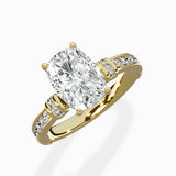 Detailed Band Hidden Halo Solitaire Ring Engagement Ring