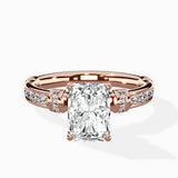 Detailed Band Hidden Halo Solitaire Ring Engagement Ring